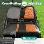 DRIVE UP Club Car Diamond Seat Covers, Brown Diamond Golf Cart Front Seat Covers Fits for Club Car Precedent Golf Carts, Black Stitching Seat and Backrest Leather Covers, Anti-Scratch and Waterproof