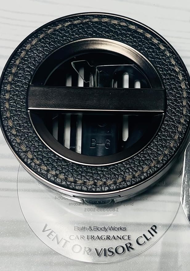 Bath and Body Works Leather Stitched Car Easy Open Fragrance Holder and Ocean Disc Refills Set of 3