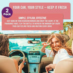 Car Air Freshener Cool Ice & Citrus Pacific 2 Pack Hanging Air Freshener Diffuser, Cute Car Accessories, Air Freshner for Women & Men Gift Non-Toxic Car Scent Long Lasting Oil Diffuser, Made in USA