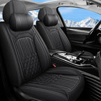 Car Seat Covers for Genesis GV70 2022-2025 2026, Full Set Nappa Leather Waterproof Breathable Anti-Slip Airbag Compatible Car Seats Protector, Car Interior Seats Cover (Black,+Pillow)