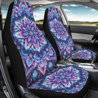 BIGCARJOB Purple Lotus Car Seat Covers Set for Women Auto Interior Seat Protector Boho Lotus Car Accessories Set 2 Pcs Auto Front Seat Covers Saddle Blanket,Universal Fit