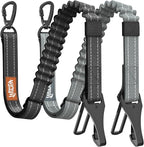 2Pcs Dog Seat Belt, Dog Car Seat Belt Bungee, Car Harness for Pet with Buckle & Hook Latch, Safety Leash Vehicle, Adjustable Reflective Pet Vehicle Tether, 360° Swivel Lock Clasp, Gray & Black
