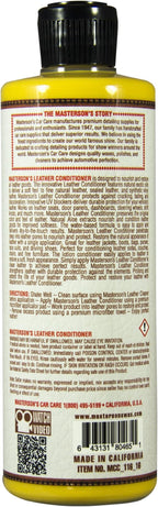MASTERSON'S CAR CARE MCC_116_16 Leather Conditioner Dry-to-The-Touch - Restores Leather Interiors, Seats, Boots, Bags, Apparel - Protects Against Cracking and Fading (16 oz)