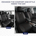 Skechers Air-Cooled Memory Foam Seat Covers,Mesh Thick Car Seat Covers,Piping Leather Car Seat Covers Front Seats,Airbag Compatible,Automotive Comfort Universal FitMost Cars,Vans,Truck,SUV,Brown