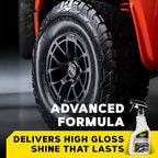 Meguiar's Ultimate Insane Shine Tire Spray - Premium Tire Dressing that Delivers a Lasting High Gloss Wet Look and is Easy to Use; Advanced Tire Shine that Bonds for a Long-Lasting Finish, 16 Oz Spray