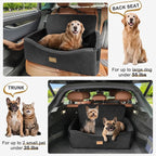 JOEJOY Dog Car Seat for Large Medium Sized Dogs Under 55 lbs, Dog Booster Seat for 2 Small Dogs with Detachable Washable Cover, Memory Foam Pet Car Seat with 2 Safety Belts and Storage Pockets