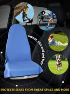 ZIMABLUE 1PC Waterproof Towel Car Seat Cover - 525g Heavy Duty 3-Layer Microfiber Sweat Protector for Bucket Seats - Non-Slip Machine Washable Universal Fit for Gym, Yoga, Beach, Pets & Outdoors-Blue