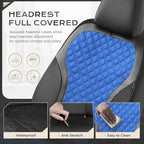 Coverado Automotive Seat Covers, Front Leather Car Protectors 2-Pack, Spill-Proof Seamless Car Seat Cushion, Black&Blue Car Seat Cover, Driver Seat Covers Universal Fit for SUV, Truck, Sedan