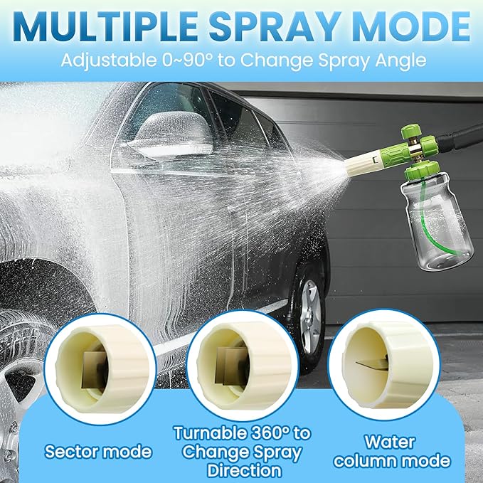 LanAqua Foam Cannon for Pressure Washer, Upgraded Wide Mouth Snow Foam Cannon for Car Wash, Adjustable Thick Portable Car Wash Sprayer with 1/4" Quick Connector, Additional 1.1 mm Orifice Nozzle