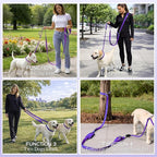 10FT Hands Free Dog Leash for Small Medium Large Dogs, Heavy Duty Reflective Dog Leash with Traffic Handle, Seat Belt Buckle & Poop Bag Holder (Purple)