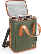 Tirrinia 6 Bottle Wine Gift carrier - Insulated & Padded Wine Carrying Cooler Tote Bag with Handle and Adjustable Shoulder Strap for Travel or Picnic, IDEAL Wine Lover Gift, Oliver