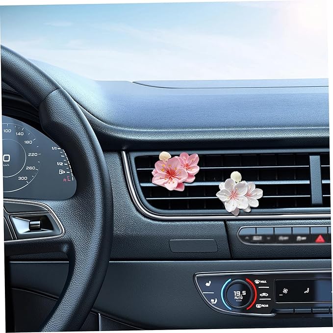 Car Air Freshener, 2pcs Flower Air Freshener Diffuser with Vent Clips, Car Diffuser Vent Clip, Gypsum Car Diffuser for Car Accessories