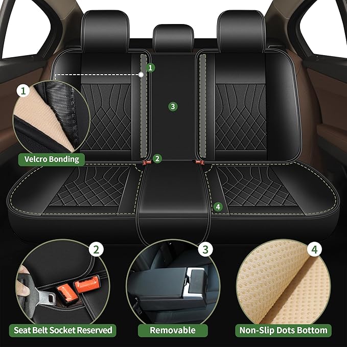 Bling Diamond Embroidered Seat Covers for Acura TL 2004-2014 Sparkle Rhinestone Breathable Perforated Faux Leather Car Seat Covers for Women (Black)