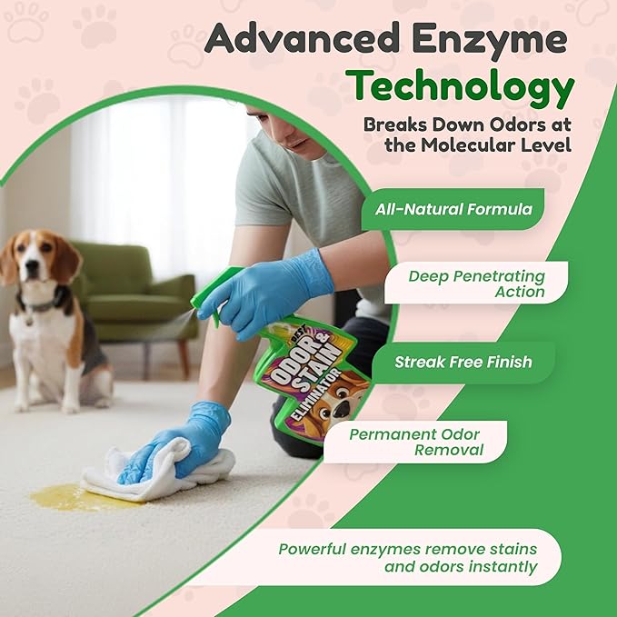 Pet, Enzyme Spray for Urine, Dog Smell, Carpet Mess. Remove Dog & Cat Pee, Poop, Stain, Spot, Smell, Odor Enzymatic at a Molecular Level for Your Home
