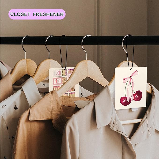 Cute Pink Air Freshener for Car, Coquette Pink Bow Cherry Matchbox Do It for the Plot Air Freshener Hanging 3 Pcs for Cars Closet Drawer or Books, Girly Preppy Car Mirror Decor for Women