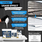 Rubber Liquid Waterproof Sealant, TUFINEIN 53oz/1.5kg White Quick Drying Multi Surface Foundation Leak Repair - Roof Gutters Basement Sealer Waterproof - Indoor & Outdoor Flexible Rubber Paint