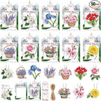 Demissle 50 Sets Flowers Car Air Freshener Wedding Party Souvenirs Favors for Guests Envelope with Window Thank You Tag for Bridal Baby Shower Favor Bulk Auto Drawer Closet Office Home