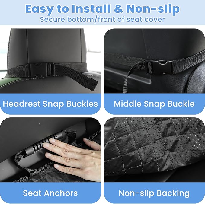 Dog Car Seat Covers, Waterproof Front Seat Cover for Dogs, Scratch-Proof, Nonslip Pet Passenger Seat Cover Protector, Universal Fit for Cars Trucks SUVs, Large Size, Dark Coffee