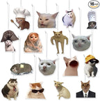 Funny Meme Cat Car Air Freshener - 16Pcs Cute Cat Freshener Hanging Ornaments for Women Men, Double Sided Printing Long-Lasting Scent Fragrant Pendant Gift for Car Accessories Decoration Home