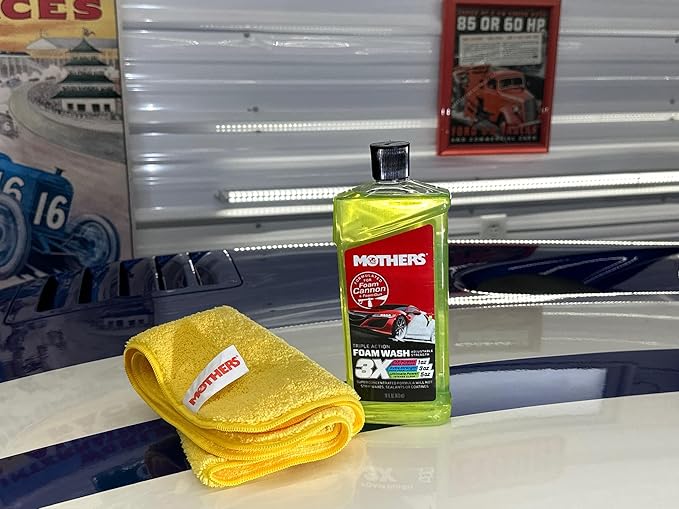 Mothers Triple Action Foam Wash, 16 oz. — pH Balanced, Eco-Friendly, Super-Sudsy, Foam Cannon, Safely Clean Without Stripping Wax, Sealant or Coating, Remove Dirt & Grime, Super Concentrated (05616)