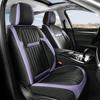 Coverado Car Seat Covers Full Set, Seat Covers for Cars, Car Seat Cover, Car Seat Protector, Leather Car Seat Cushion, Waterproof Car Seat Covers Front Seats and Back Fit for Most Cars(Purple&Black)