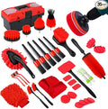 35Pcs Car Detailing Kit, Car Cleaning Kit with Windshield Cleaning Tool and Tool Box, Interior & Exterior Auto Care Supplies and Brushes (B：35PCS-R)