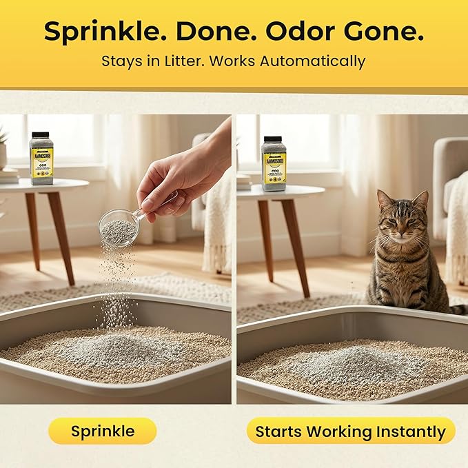 Natural Cat Litter Deodorizer Granules – 2 lb. Ammonia Odor Eliminator for Multi-Cat Homes – Neutralizes Urine Odor at the Source – Safe for Cats, Dogs, and Rabbits