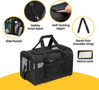 Dog Carrier Soft Sided, Large Cat Carrier with Inner Safety Leash, Pet Transport Carrier for Large Cats and Medium Dogs up to 20 Lbs, Collapsible Travel Puppy Carrier Bag -Black L