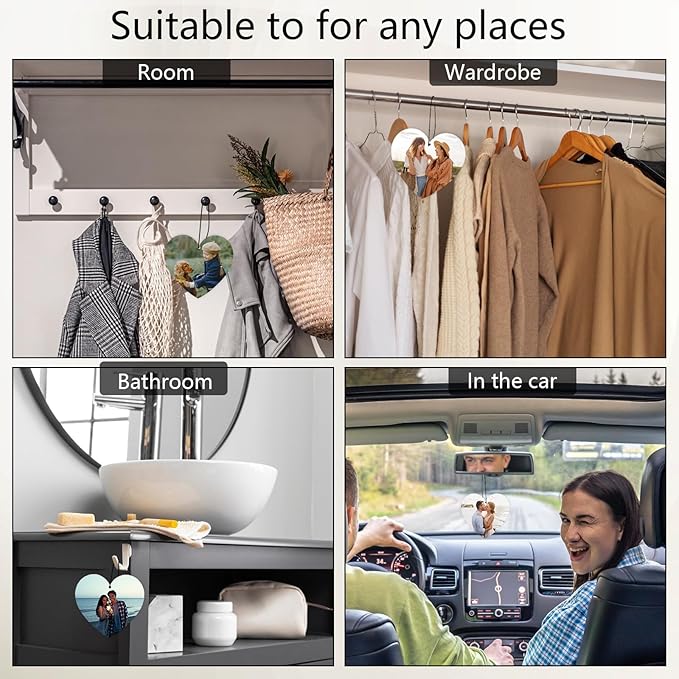Custom Air Fresheners with Picture, Personalized Photo Air Freshener for Car Wardrobe Bathroom Hanging Ornaments (Heart-)