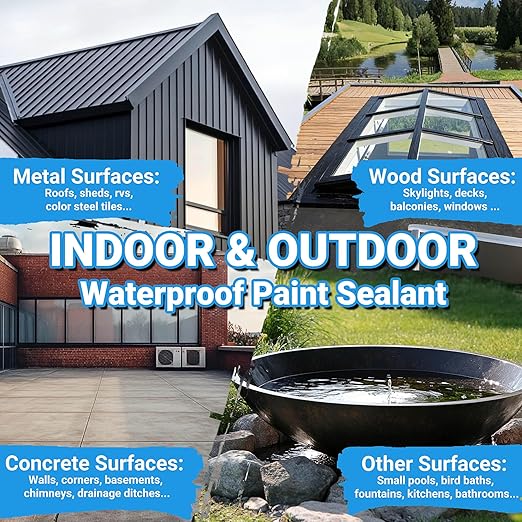 Rubber Liquid Waterproof Sealant, TUFINEIN 11 LB/5 KG Black Quick Drying Multi Surface Foundation Leak Repair - Roof Gutters Basement Sealer Waterproof - Indoor & Outdoor Flexible Rubber Paint