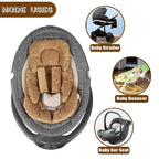 GFU Infant Car Seat Insert Head and Body Support, Reversible Newborn Insert for Carseat with Strap Pads, Soft Stroller Cushion Pillow Insert for Boys and Girls, Fits for Stroller, Swing, Brown