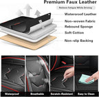 otoez Car Seat Covers Full Set, 5 Seats Leather Seat Cover for Car, Black Automotive Front and Back Seat Cushion Protector Waterproof and Non-Slip for Most Sedens Trucks SUVs, Black