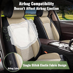 Car Seat Covers Front Seats for Toyota Corolla 2000-2019 - Cooling Ice Silk Leather Seat Cover - Ventilated 2 Seats Vehicle Seat Cushion Protector Automotive Accessories (Black&Beige)