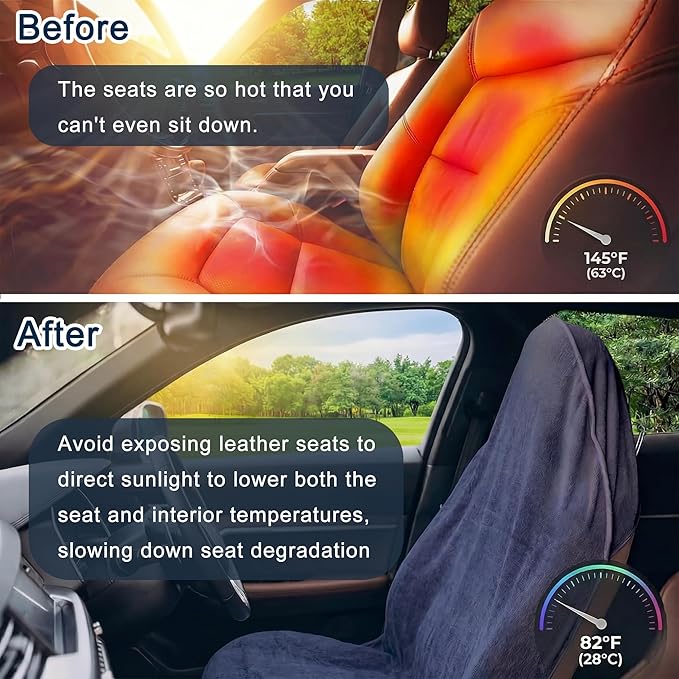 Car Seat Towel Cover, 2pcs Universal Front Seat Protector for Cars, SUVs and Trucks, Sweat Towel Car Seat Cover for Gym, Yoga, Swimming, Pets and Family Travel, Purple Gray