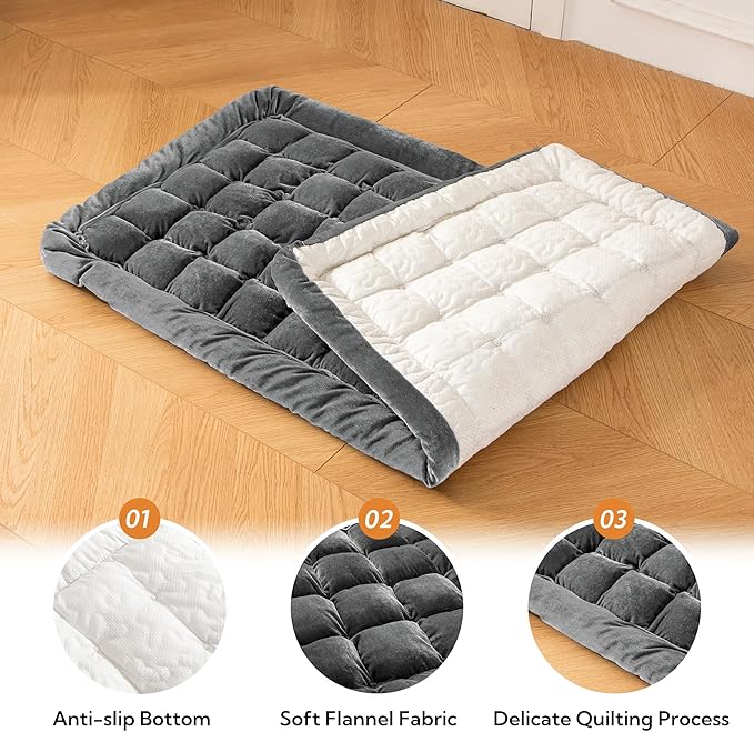 Soulbond Dog Bed for Car Back Seat Soft Plush Backseat Pet Bed Mat Non-Slip Travel Pet Mat, Fuzzy Plaid Dog Seat Cover, Fit for Backseat Extenders and Trucks SUVs (Glossy-Dark Gray, 54" x 24.8")