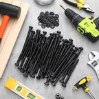 Tandefio 50 Pack 3/8''x 5'' Ceramic Black Lag Screw Kit with Washers Hex Lag Bolts Wood Screws Heavy Duty Hot Dip Galvanized Double Layer for Wood Decks Fences