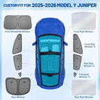 10PCS Sunshade Roof & Full Windshield Side Window for Tesla Model Y Juniper 2025-2026, Foldable Window Shades with Suction Cups, Sunroof Cover with No-Sag Design, Heat Insulation Privacy Camping