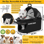 PAWZIDEA Portable Small Dog Crate for Car Travel up 33lbs, Enclosed Dog Car Seat Soft-Sided, Escape-Proof Reversible No-Zip Canopy, Foldable Pet Carrier Seatbelt for Small Medium Puppies & Cats Kennel