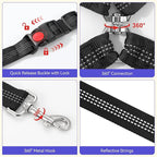 Pawaboo Dog Seat Belt for Car, Double Dogs Car Seatbelt Adjustable, 360° No Tangle Dogs Vehicle Safety Leash with Elastic Bungee Buffer, Reflective Y Shape Two Dog Cars Harness for Pets Cars Travel