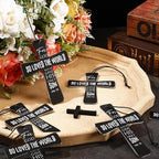Fumete 24 Pcs Easter Christian Cross Car Air Fresheners Gift Bulk Drift Air Freshener Religious Fresh Scented Hanging Ornaments for Church Sunday School Gifts (So Loved the World)