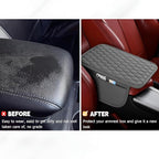 Car Center Console Cover, Leather Vehicle Armrest Seat Box Cushion Pad with Storage Bags, Waterproof Automotive Middle Console Protector, Universal for SUV RV Truck (Gray)