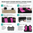 FH Group Automotive Rear Car Seat Covers for SUV, Trucks, Sedan and More - Universal Fit Rear Solid Bench Design Interior Accessories - 3D Mesh Fabric Center Panel - Pink