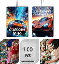 100Pcs Custom Car Air Fresheners with Picture Logo - Personalized Double-sided Car Air Fresheners with Picture Photo Text Logo Office Wardrobe Bathroom Hanging Ornaments (100 Rectangle)