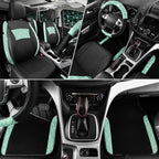CAR PASS Universal Mint Leather Lace Car Seat Covers Full Set for Women Girls, Waterproof Car Floor Mats Carpet, Glitter Steering Wheel Cover for Car Accessories Interior Sets,10PCS Included