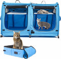 Mispace Portable 2 Pet Carriers for Cats Collapsible Cat Condo for Car Travel Pet Kennel Show Cages with Portable Carry Bag Hammocks Mats and Litter Box