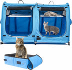 Mispace Portable 2 Pet Carriers for Cats Collapsible Cat Condo for Car Travel Pet Kennel Show Cages with Portable Carry Bag Hammocks Mats and Litter Box