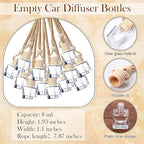 Boao 50 Sets Hanging Car Air Freshener Diffuser Bottles with 2 x 3.54 Inch Car Diffuser Instructions Cards for Empty Essential Oil Bottles(White Card,Cube)