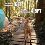 AUROTH Heavy Duty Dog Leash - Bungee, No Pull for Shock Absorption, Blue Camo, 6FT, 2 Padded Handles