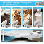 Deshedding Brush with Vacuum Suction, 5-in-1 Pet Hair Removal Tool for Dogs Cats, Cordless Undercoat Rake Removes Loose Hair, 9Kpa Pet Vacuum Cleaner for Furniture Carpet, Washable