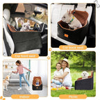 Dog Car Seat for Small Dog with Washable Mat, Memory Foam Booster Seat for Dogs Under 30lb, Elevated Pet Seat with Pockets, Anti-Slip Bed for Car, Perfect for Front & Back Seats with Safety Leash